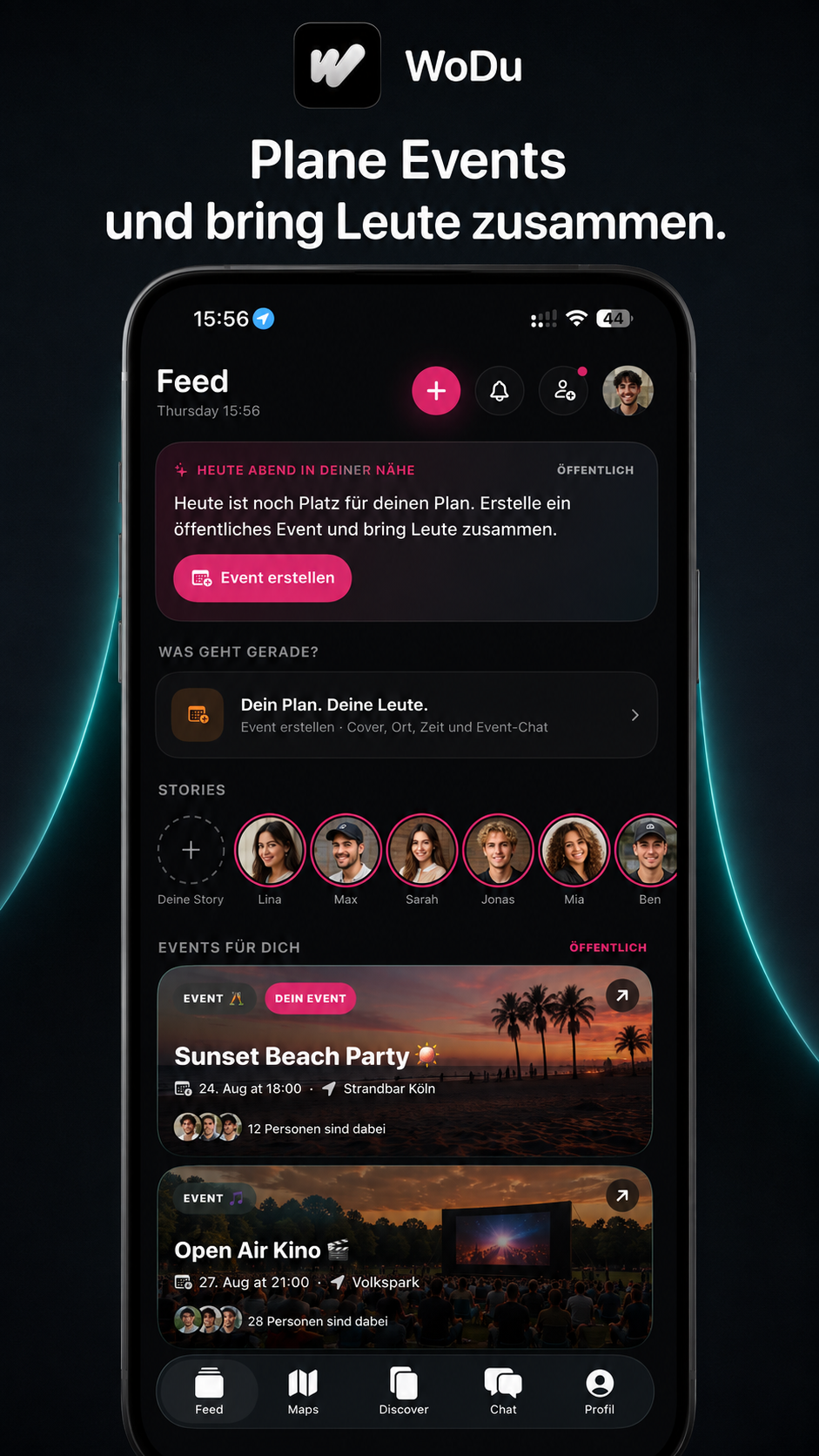 WoDu Event-Feed mit Events aus der Nähe